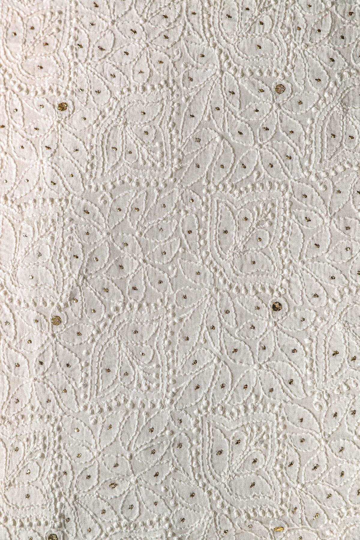 Chikankari Dress Material (Shirt+Bottom) with Mukaish work, Fine Georgette, Color-Acru