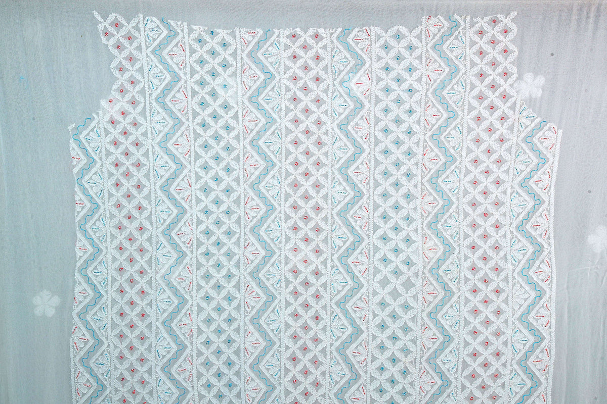 Chikankari Dress Material (Shirt+Bottom) with cut-dana work, Fine Georgette, Acru