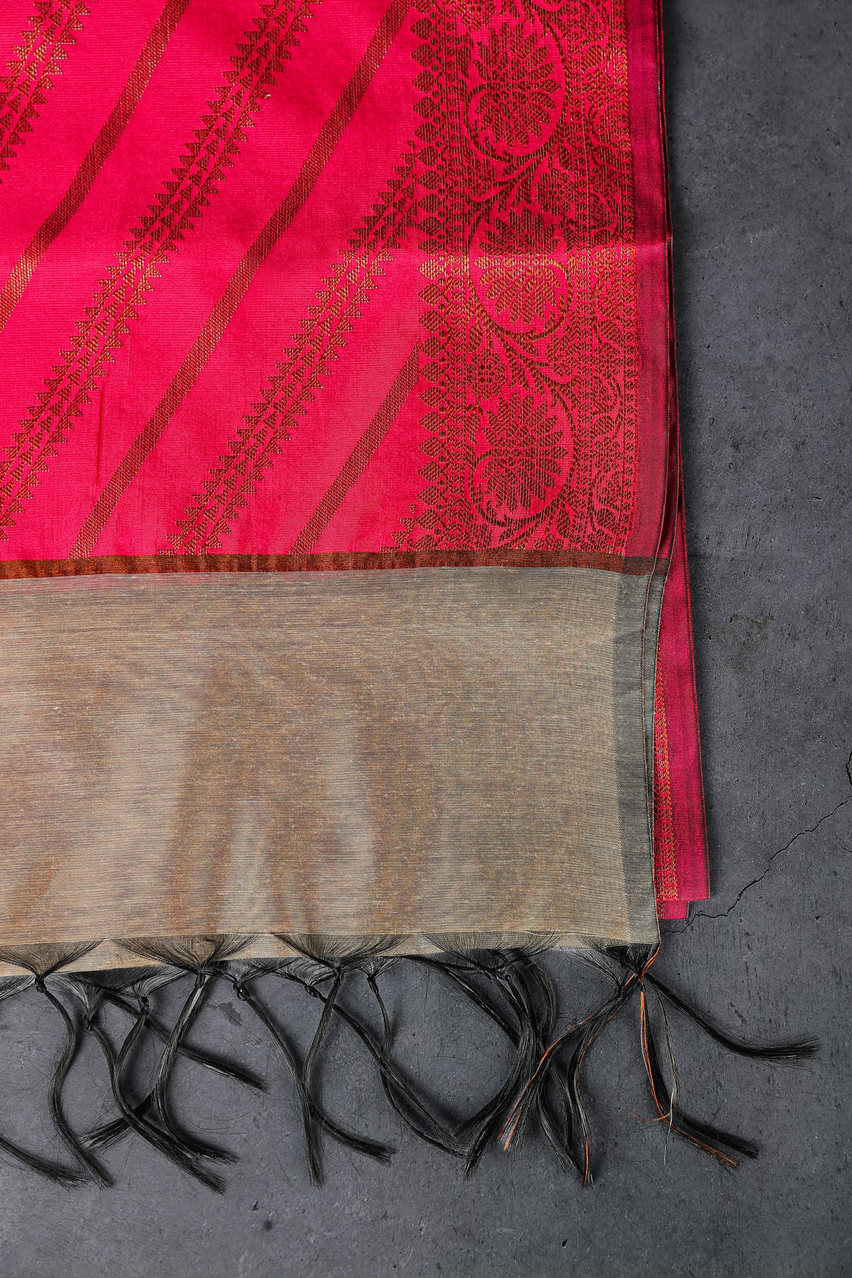 Banaras Brocade Dress Material, Rayon+Silk, Color-Pink w/Golden Beige