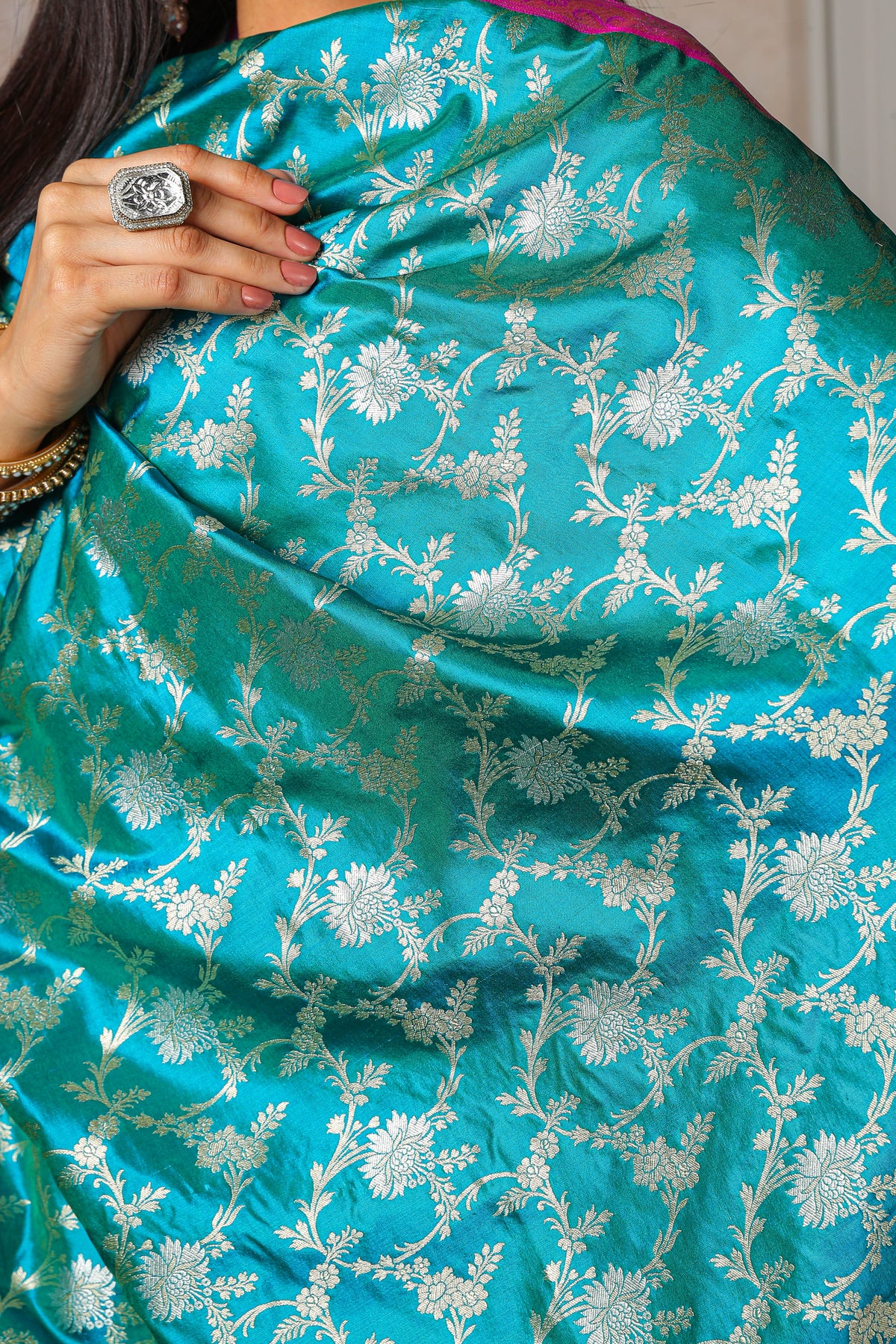 Neelkamal – 100% Pure Silk Banarasi Dupatta, Turquoise