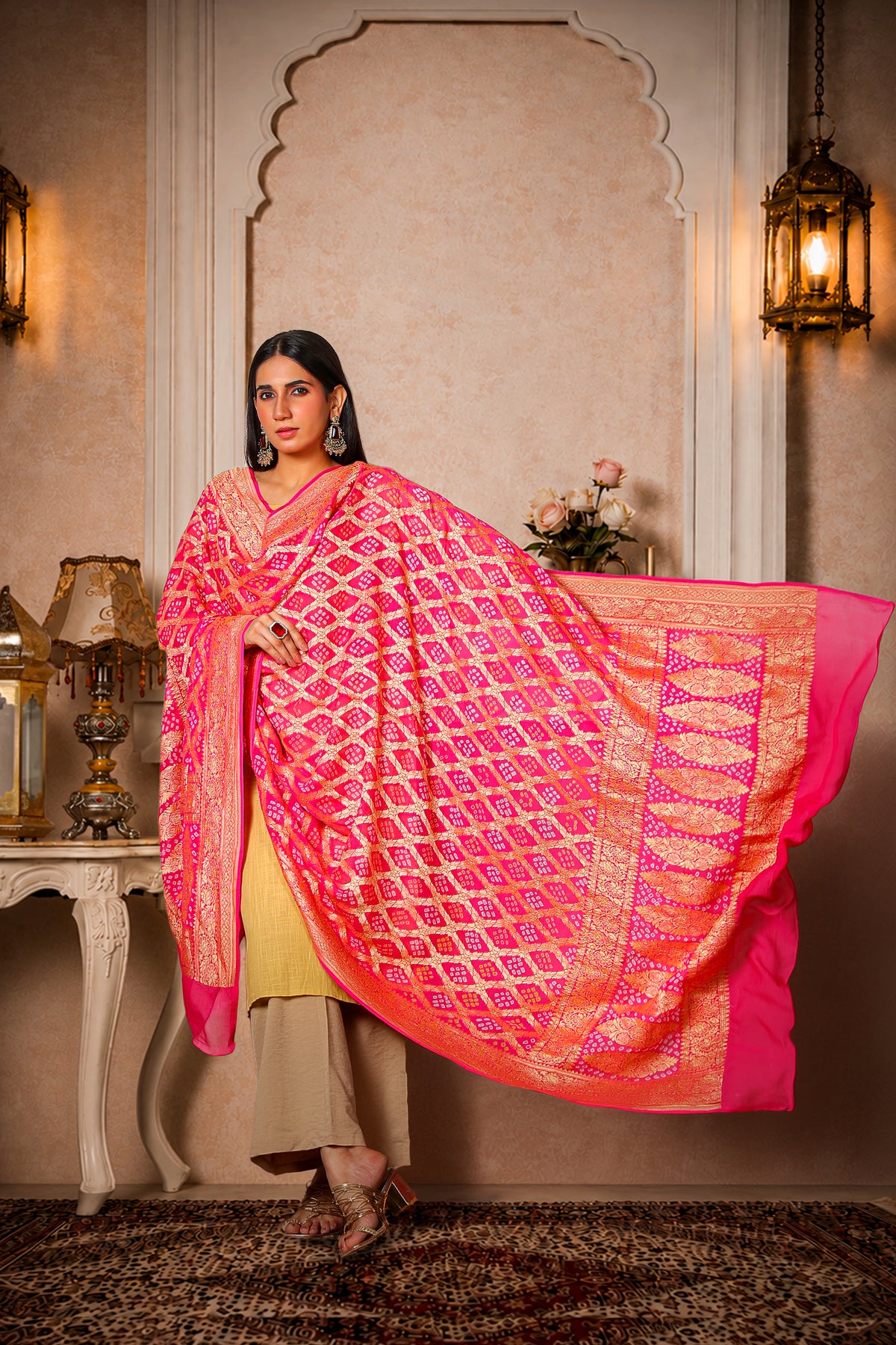 Rangrez – Pure Handwoven Silk Georgette Rai Bandhani Dupatta