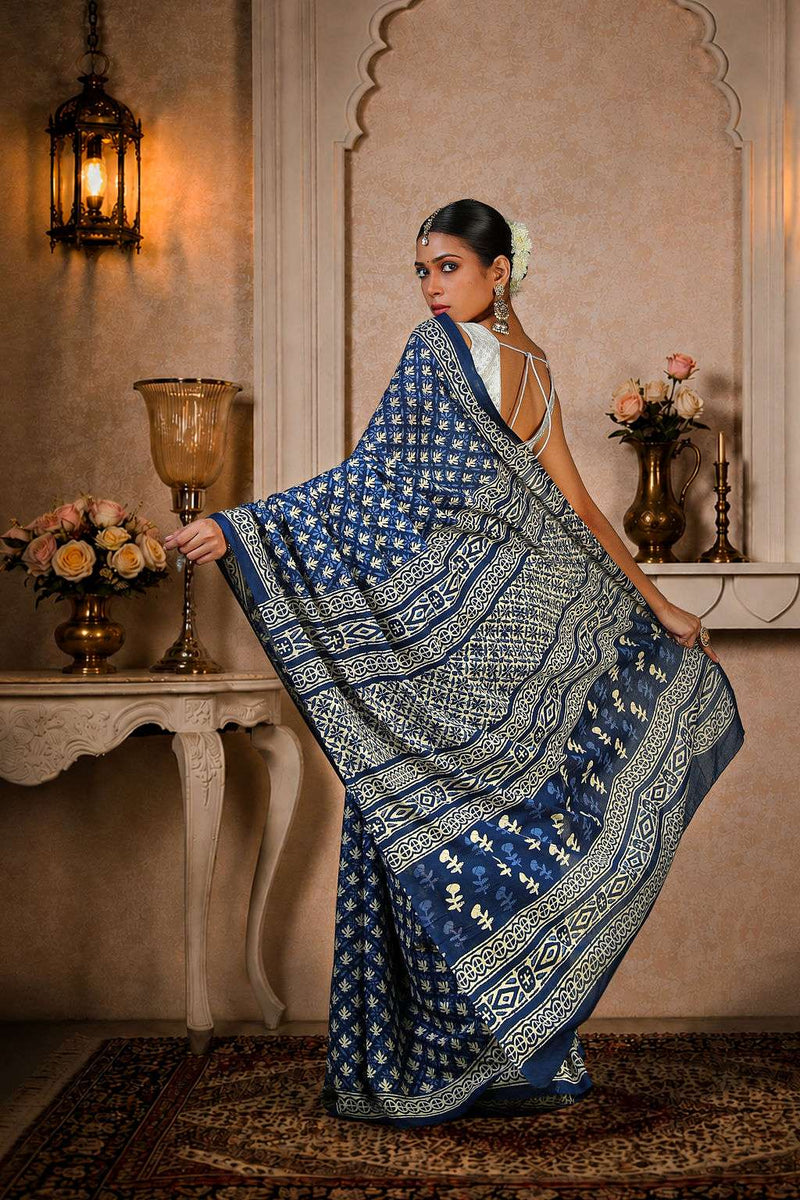 Shop the Best Ajrakh Cotton Saree for Office Wear Today