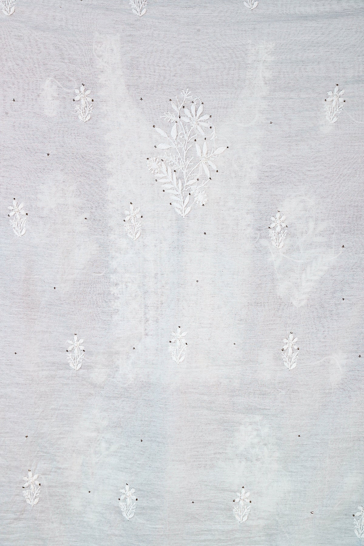 Chikankari Dress Material(Shirt+Dupatta) with Mukaish work,  Cotton/Silk, Color-Acru