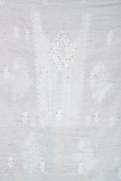 Chikankari Dress Material(Shirt+Dupatta) with Mukaish work,  Cotton/Silk, Color-Acru