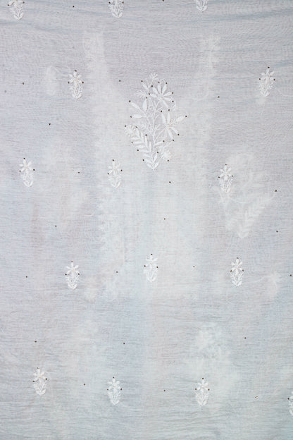 Chikankari Dress Material(Shirt+Dupatta) with Mukaish work,  Cotton/Silk, Color-Acru