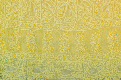Chikankari Dress Material(Shirt+Bottom) with heavy beads and sequins work, Fine Georgette, Lime