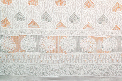 Chikankari Dress Material (Shirt+Bottom) with cut-dana work, Fine Georgette, Color-Acru