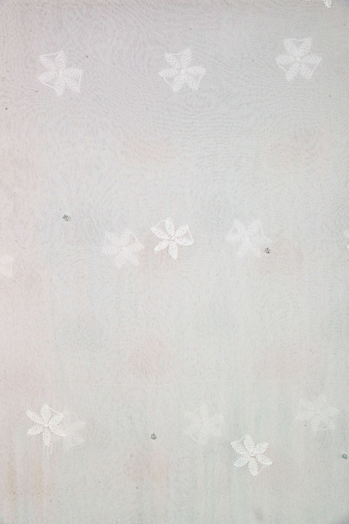 Chikankari Dress Material (Shirt+Bottom) with cut-dana work, Fine Georgette, Color-Acru