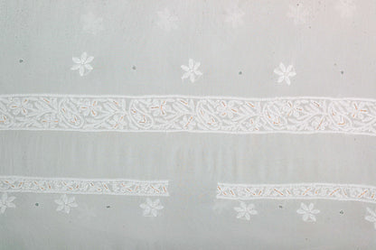 Chikankari Dress Material (Shirt+Bottom) with cut-dana work, Fine Georgette, Color-Acru
