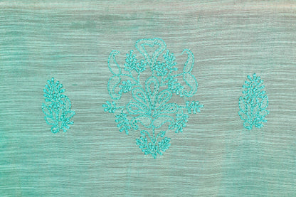 Chikankari Dress Material (Shirt+Dupatta), Cotton Viscose, Sea Green