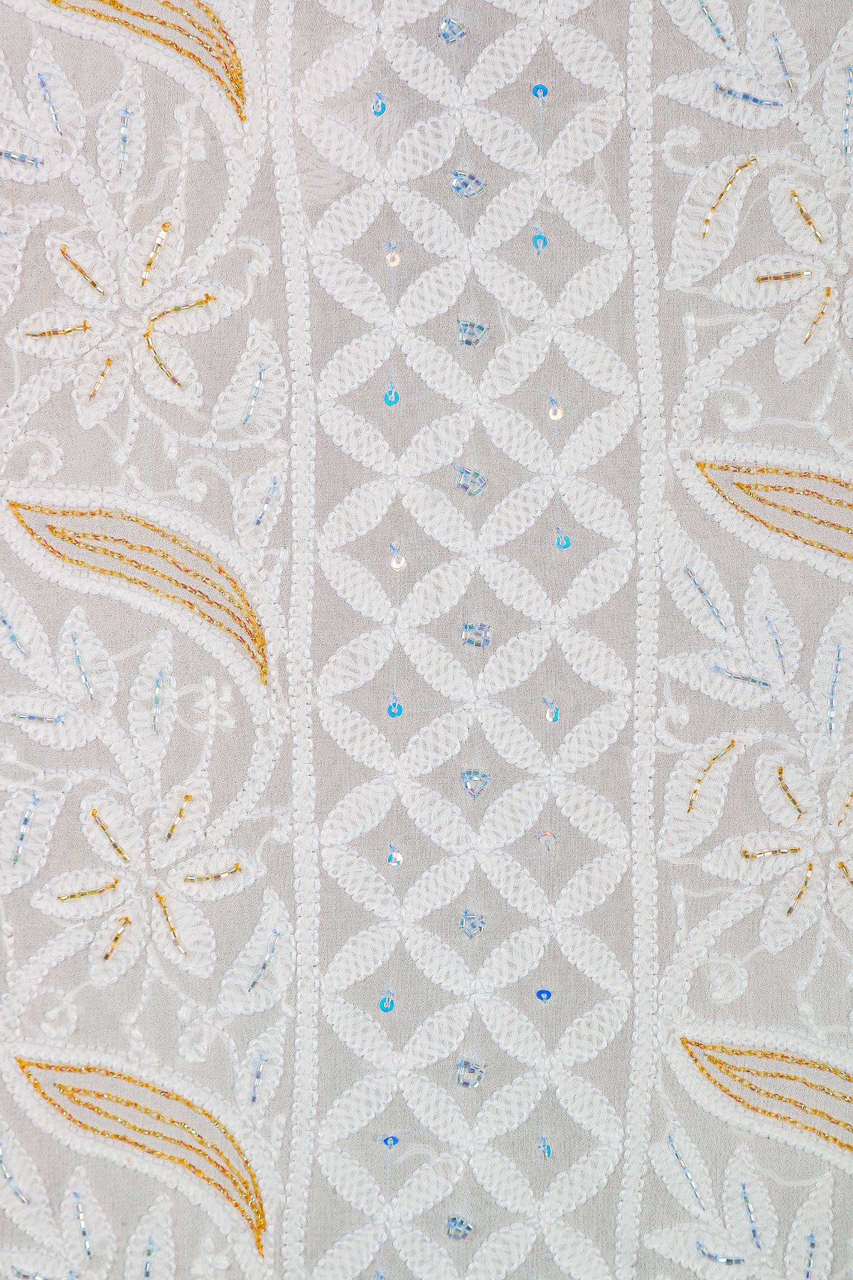 Chikankari Dress Material (Shirt+Bottom) with cut-dana work, Fine Georgette, Color-Acru