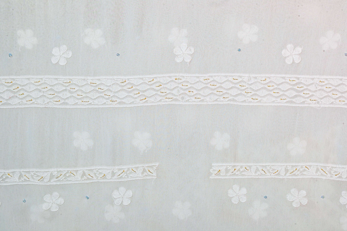 Chikankari Dress Material (Shirt+Bottom) with cut-dana work, Fine Georgette, Color-Acru