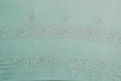 Chikankari Dress Material (Shirt+Bottom) with heavy beads and sequins work , Fine Georgette, Light Grey