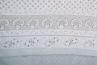 Chikankari Dress Material (Shirt+Bottom) with Mukaish work, Fine Georgette, Acru