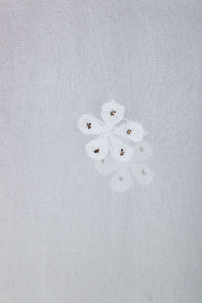 Chikankari Dress Material (Shirt+Bottom) with Mukaish work, Fine Georgette, Acru