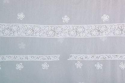 Chikankari Dress Material (Shirt+Bottom) with Mukaish work, Fine Georgette, Acru