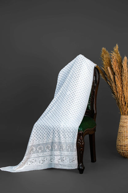 Chikankari Dress Material (Shirt+Bottom) with Mukaish work, Fine Georgette, Acru