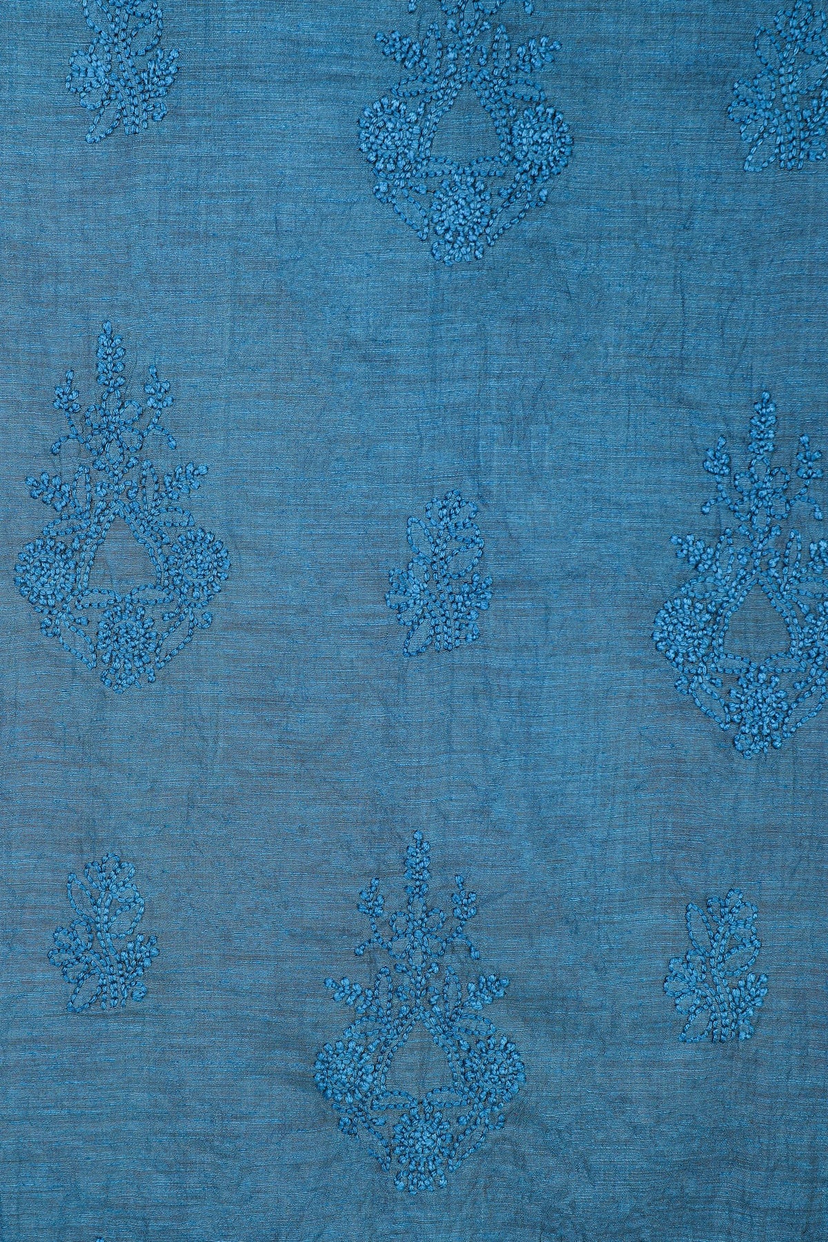 Chikankari Dress Material (Shirt+Dupatta), Cotton Viscose, Color-Peacock Blue