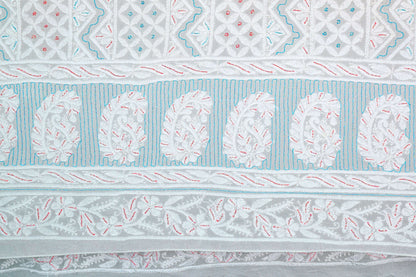 Chikankari Dress Material (Shirt+Bottom) with cut-dana work, Fine Georgette, Acru