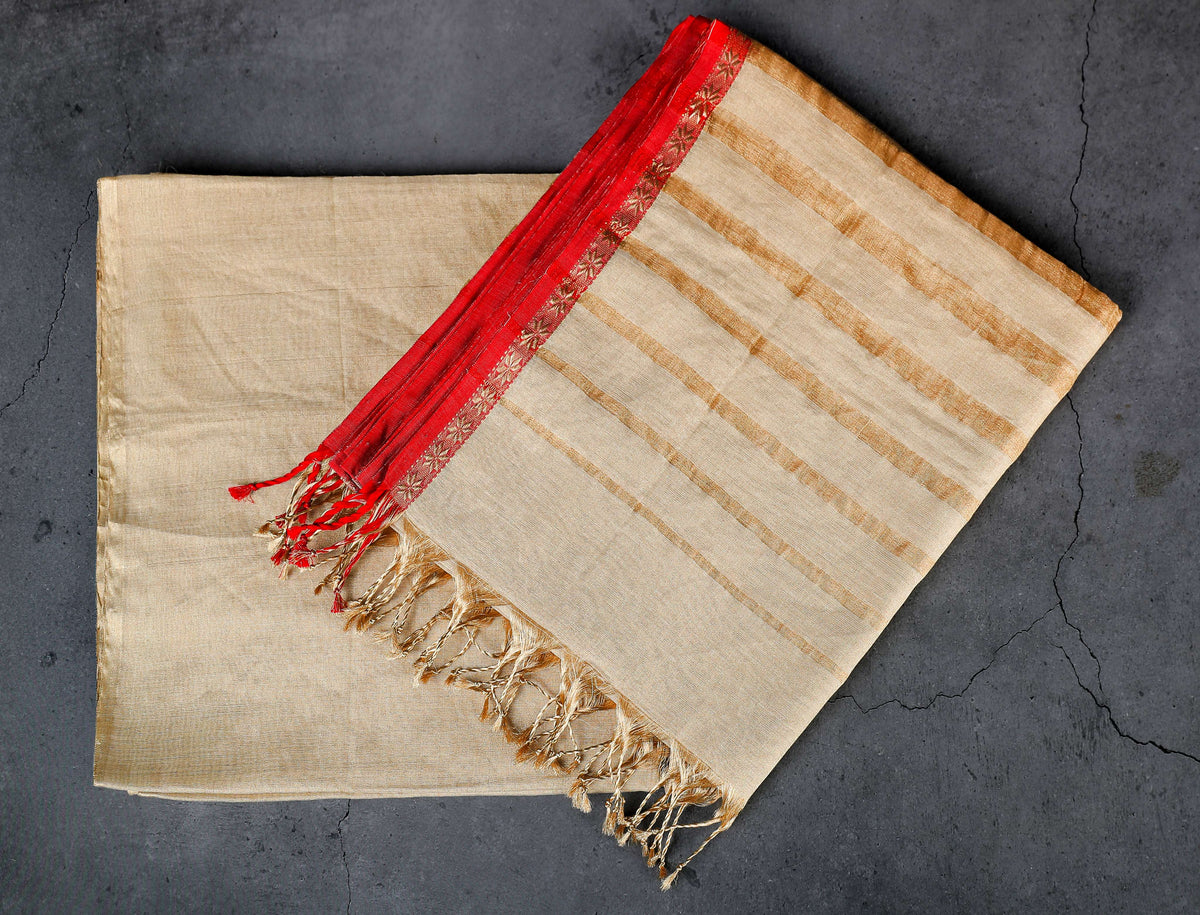 2 Piece Dress material(Shirt+dupatta), color-golden solid, dupatta with thin red zari border
