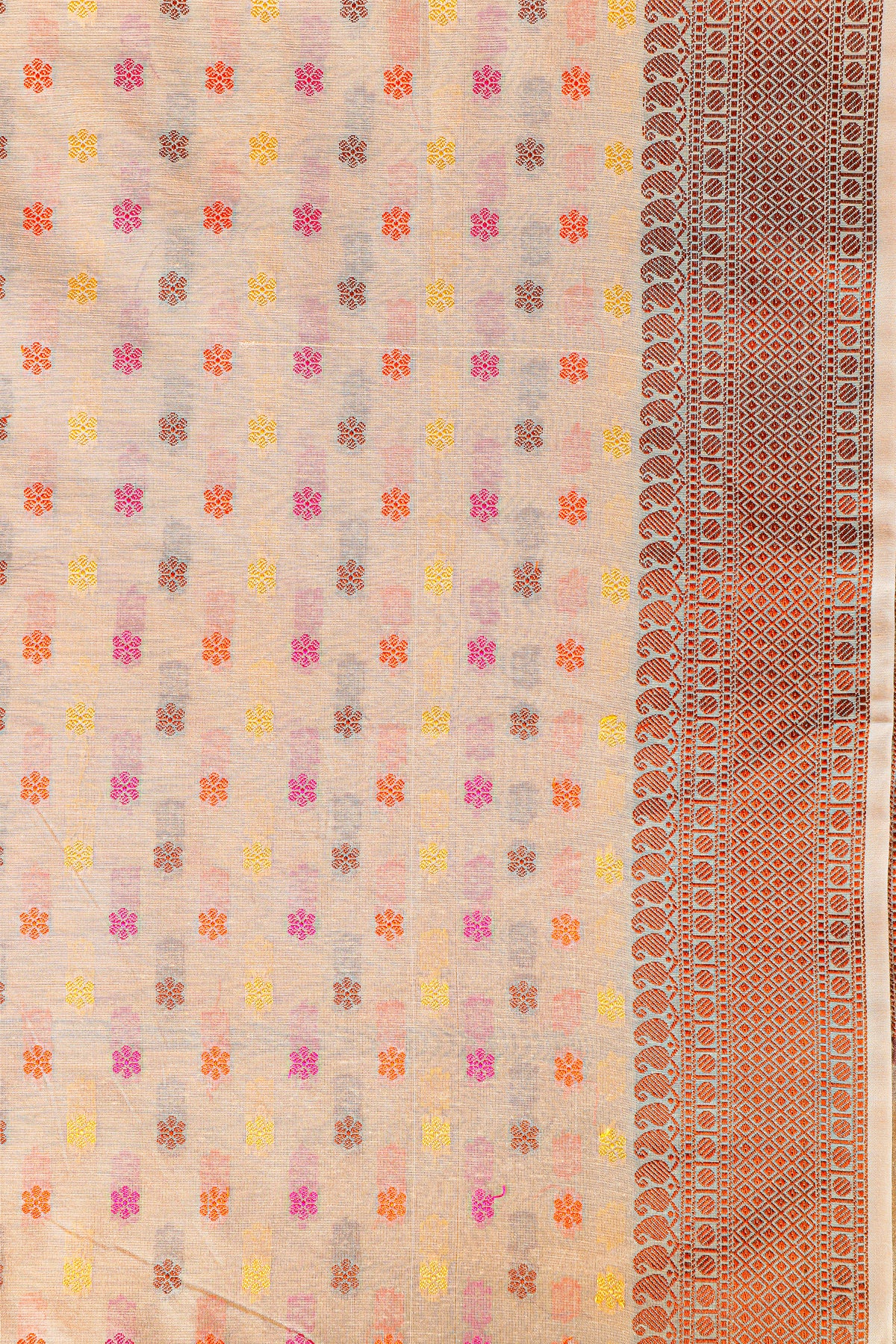 Banaras Brocade Dress Material, Rayon, Color-Beige all over work
