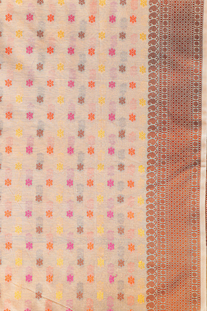 Banaras Brocade Dress Material, Rayon, Color-Beige all over work