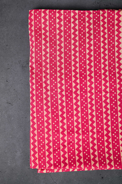 Ajrakh Dress Material, 100% Cotton, Color-Blue/Pink