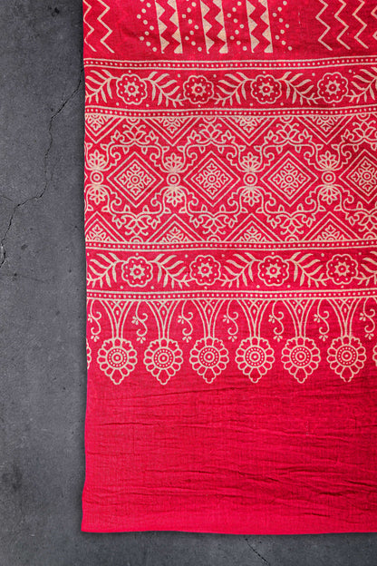 Ajrakh Dress Material, 100% Cotton, Color-Blue/Pink