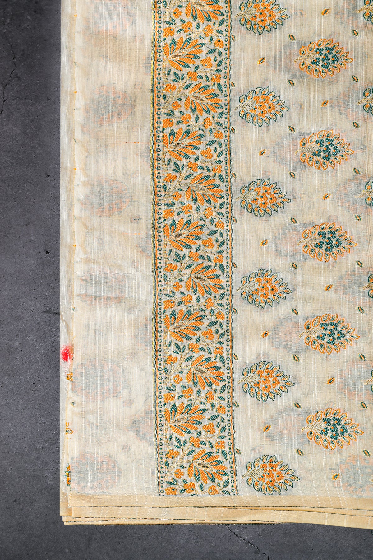 Banaras Brocade Dress Material, Rayon+Silk, Color-Beige/Mustard Yellow
