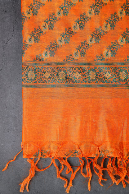 Banaras Brocade Dress Material, Rayon+Silk, Color-Beige/Mustard Yellow
