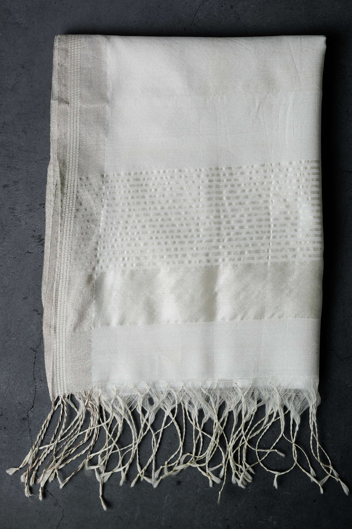 Pure Silk Dupatta with golden zari, Color-Acru