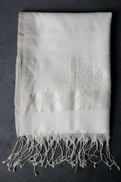 Pure Silk Dupatta with golden zari, Color-Acru