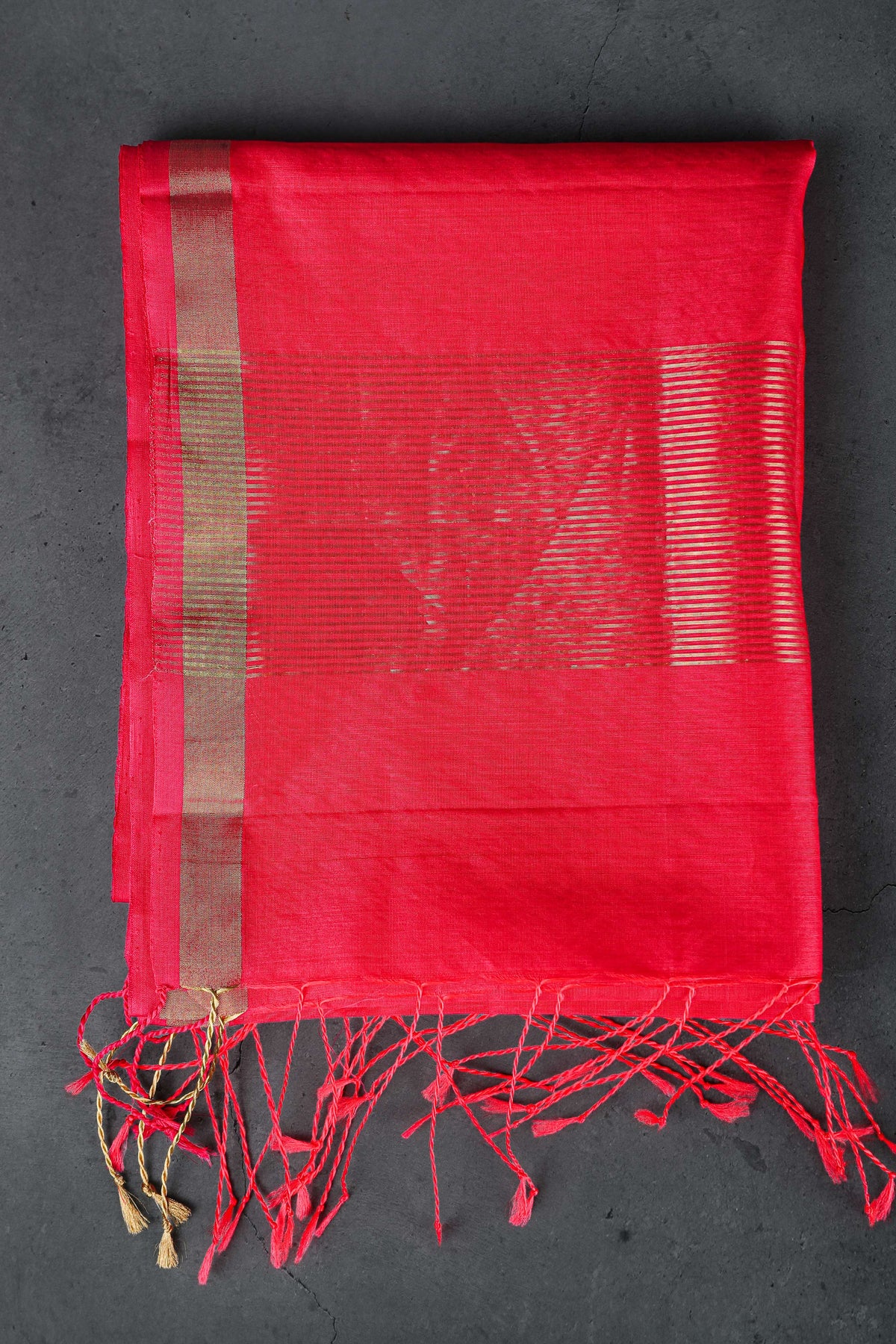 Dark Pink color dupatta with golden booti allover, Cotton /Silk