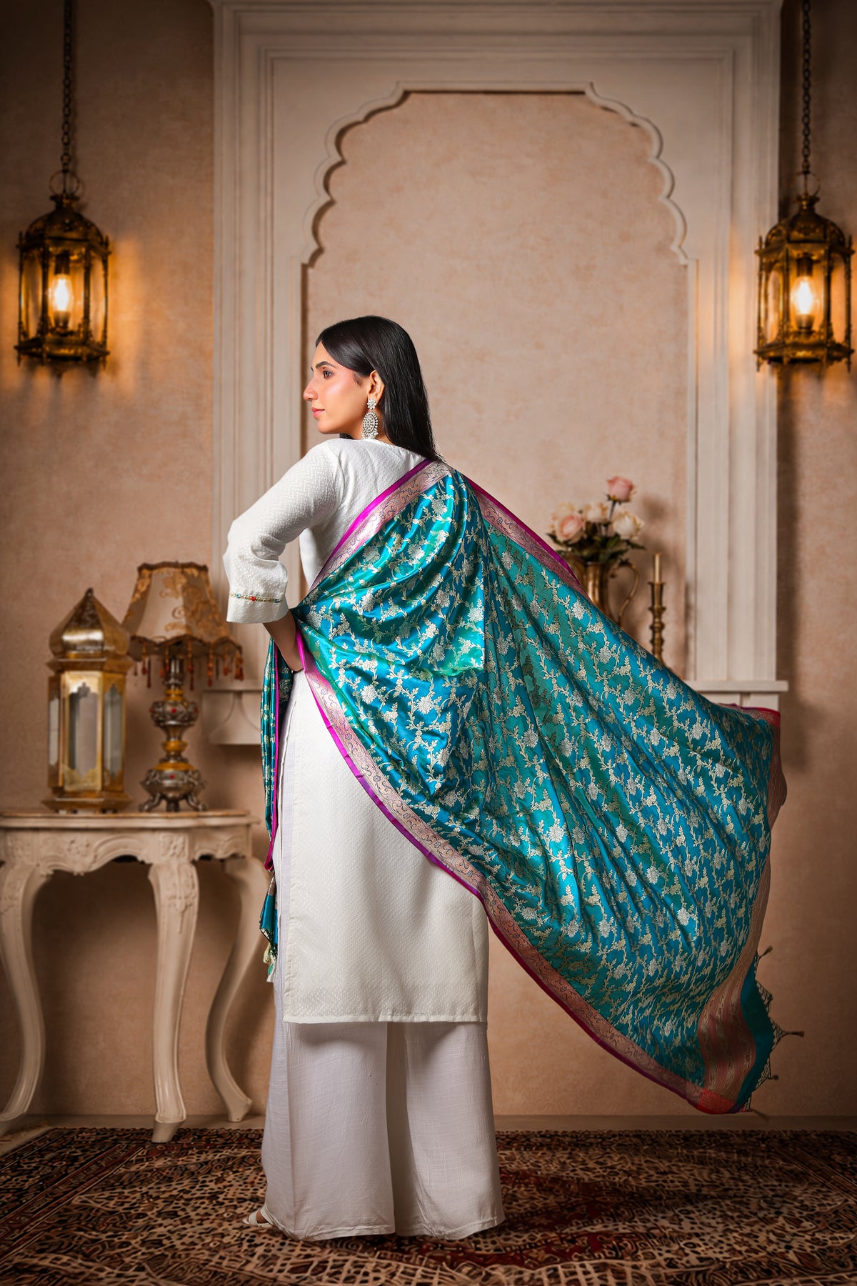 Neelkamal – 100% Pure Silk Banarasi Dupatta, Turquoise