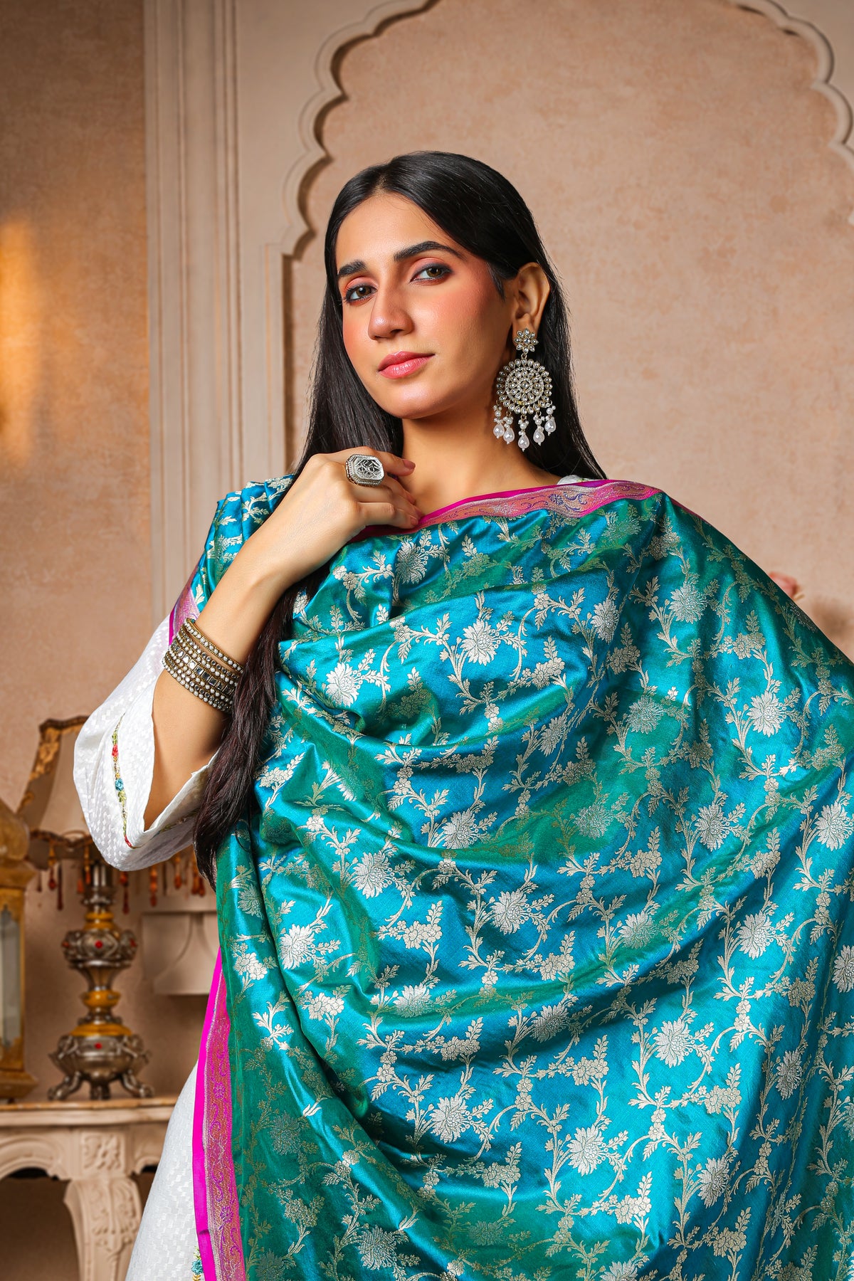Neelkamal – 100% Pure Silk Banarasi Dupatta, Turquoise