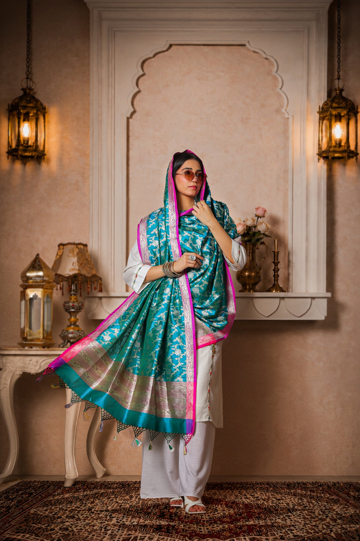 Neelkamal – 100% Pure Silk Banarasi Dupatta, Turquoise