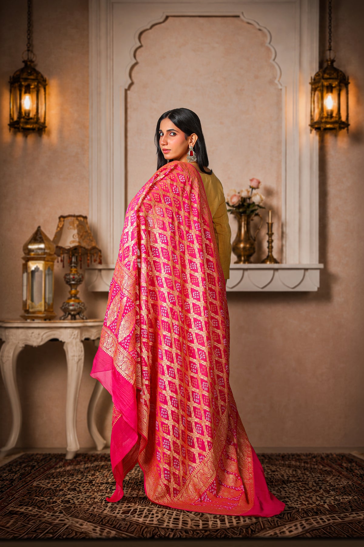Rangrez – Pure Handwoven Silk Georgette Rai Bandhani Dupatta