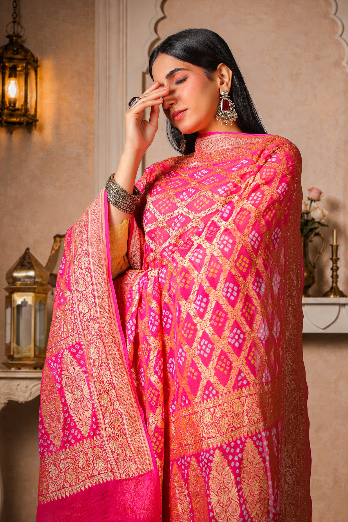 Rangrez – Pure Handwoven Silk Georgette Rai Bandhani Dupatta