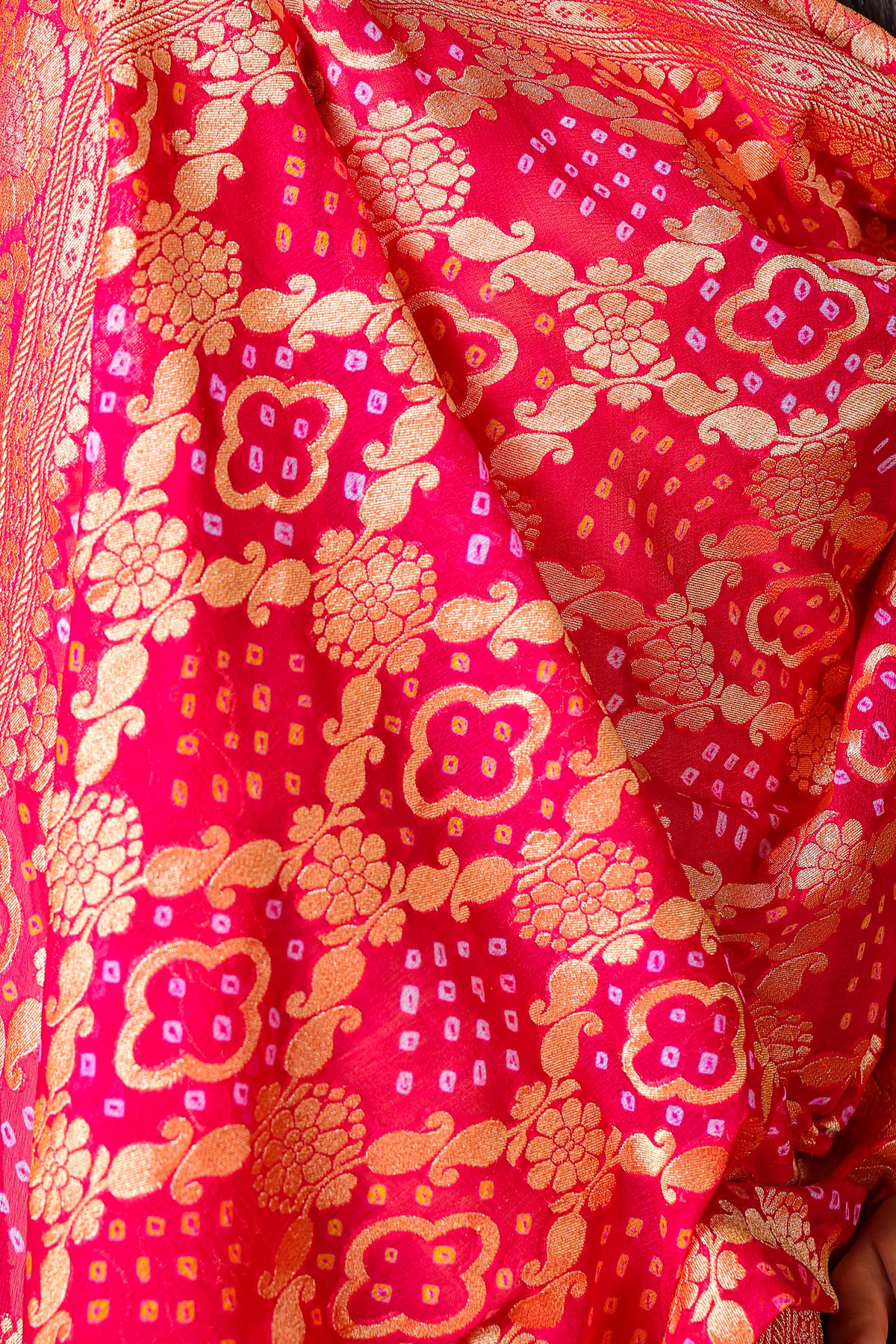Raas – Pure Handwoven Silk Georgette, Rai Bandhani Dupatta