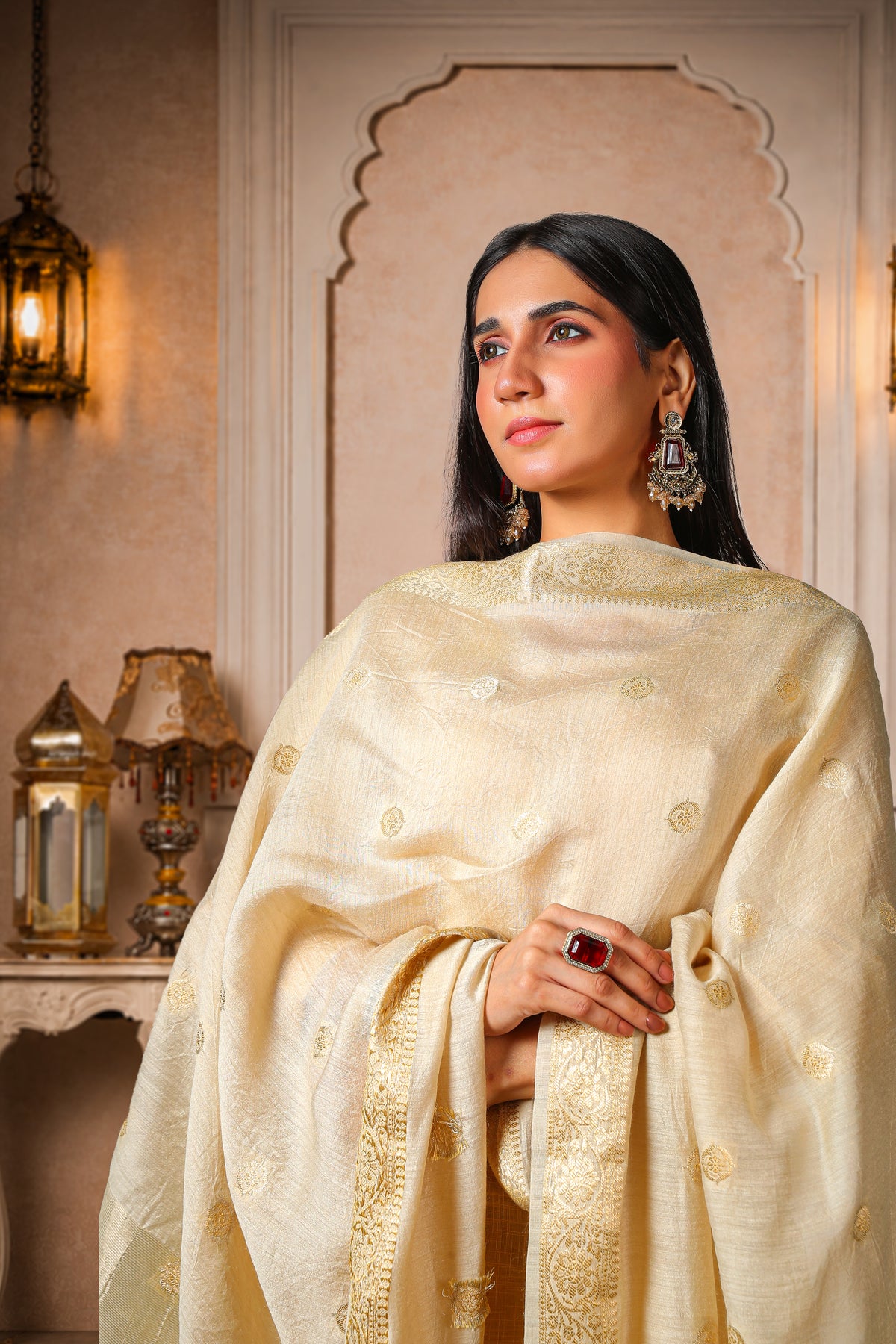 Sunehri – Pure Silk Banarasi Dupatta with Golden Booti