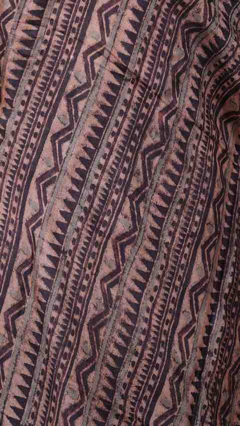 Ajrakh Dupatta, 100% Tussar Silk, Color-Deep Coffee