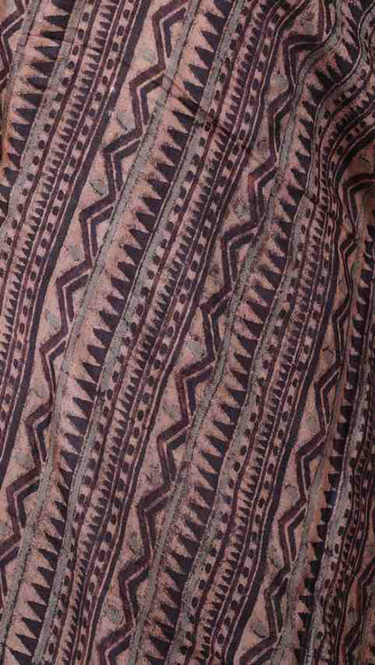 Ajrakh Dupatta, 100% Tussar Silk, Color-Deep Coffee