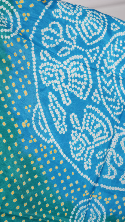 Gujrati Bandhej Dupatta, Gajji Silk, Color-Green