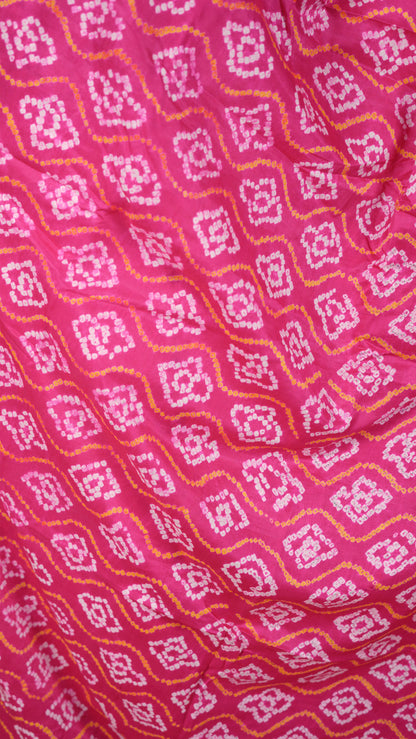 Gujrati Bandhej Dupatta, Gajji Silk, Color-Magenta