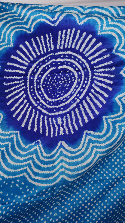 Gujrati Bandhej Dupatta, Gajji Silk, Color-Royal Blue